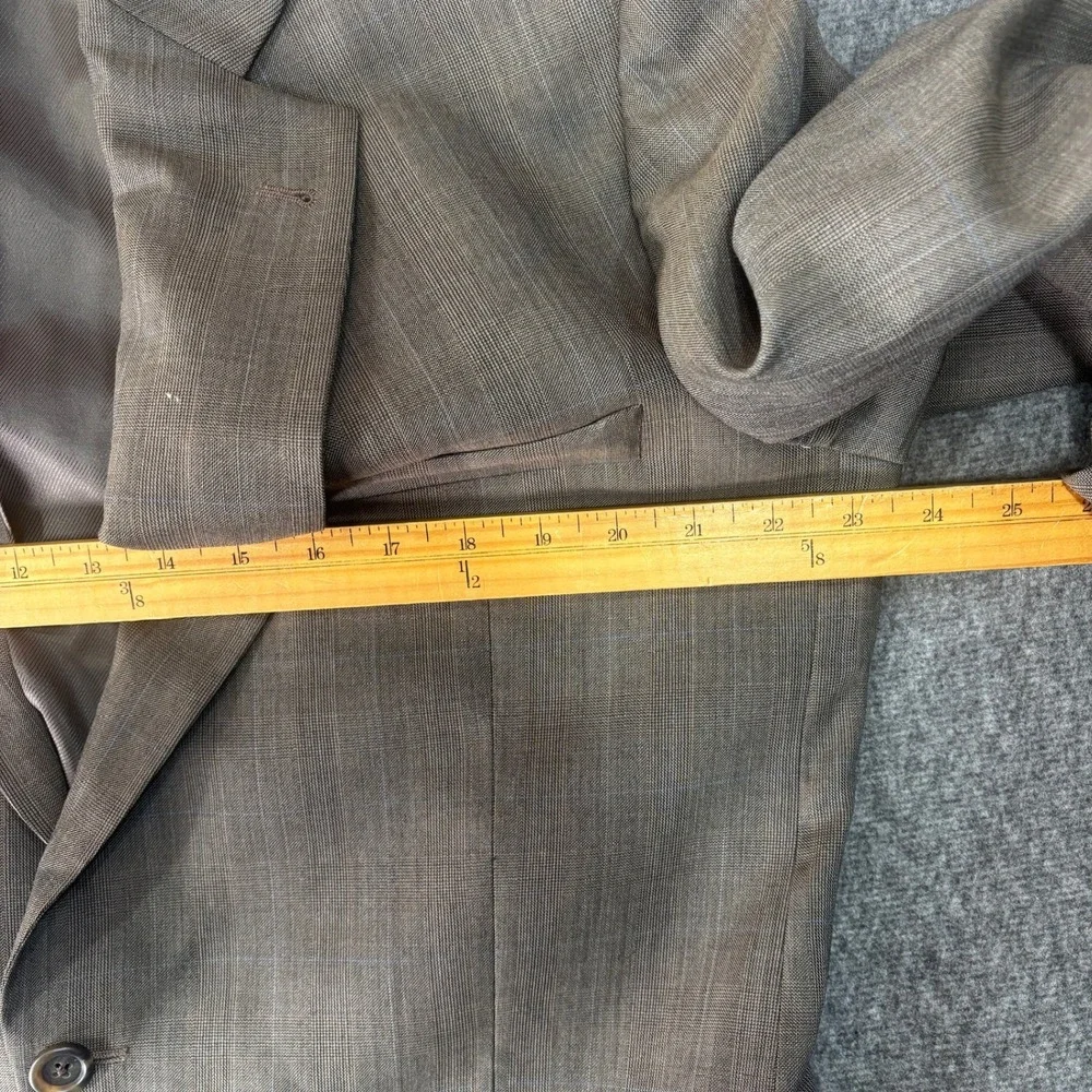 Burberry London Mens 44 Long 36X32 Wool Suit Brown Glen Plaid Kensington USA